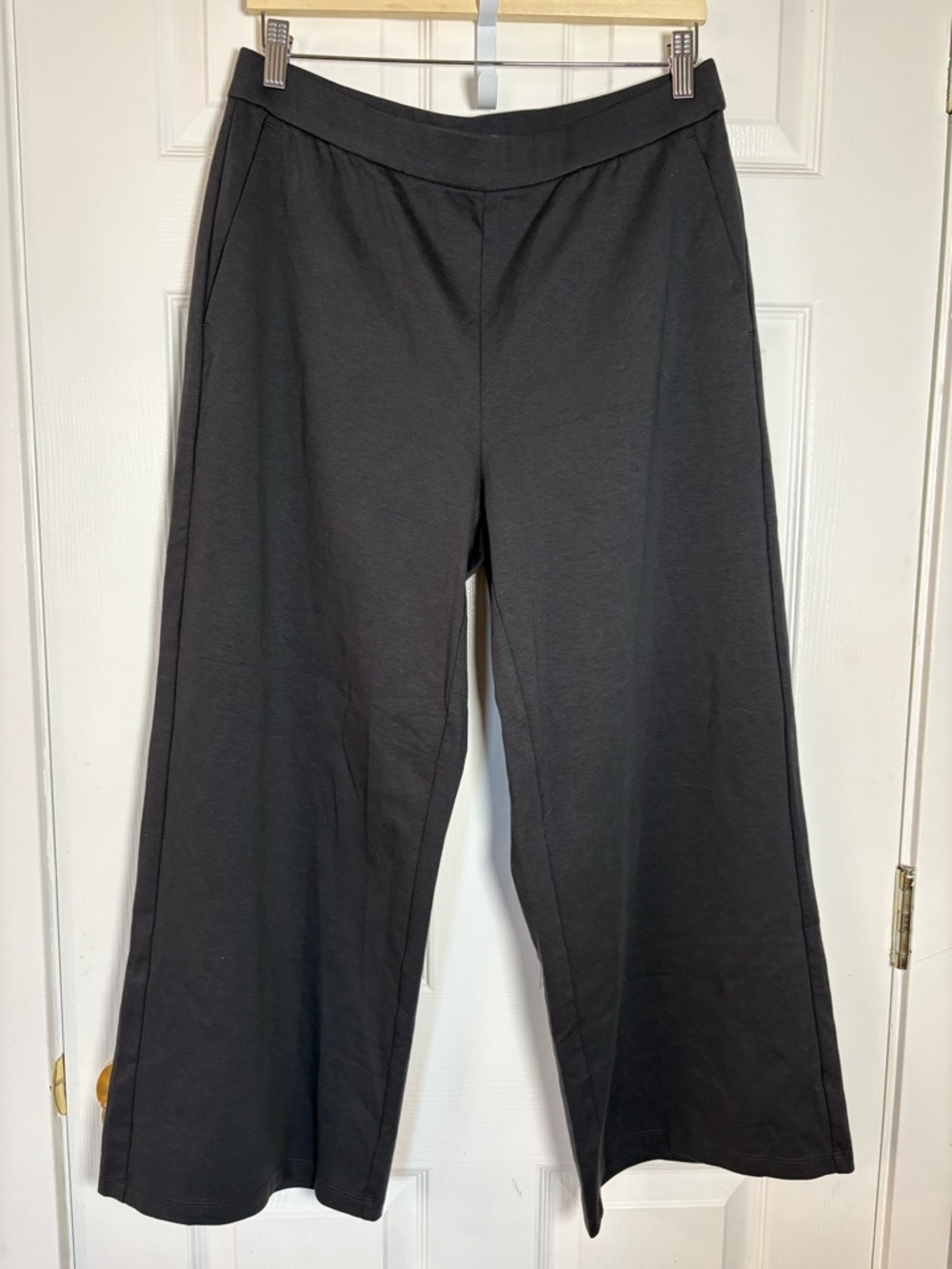 Eileen Fisher NWT Medium Organic Cotton Wide Leg Knit Pants Gray Minimalist